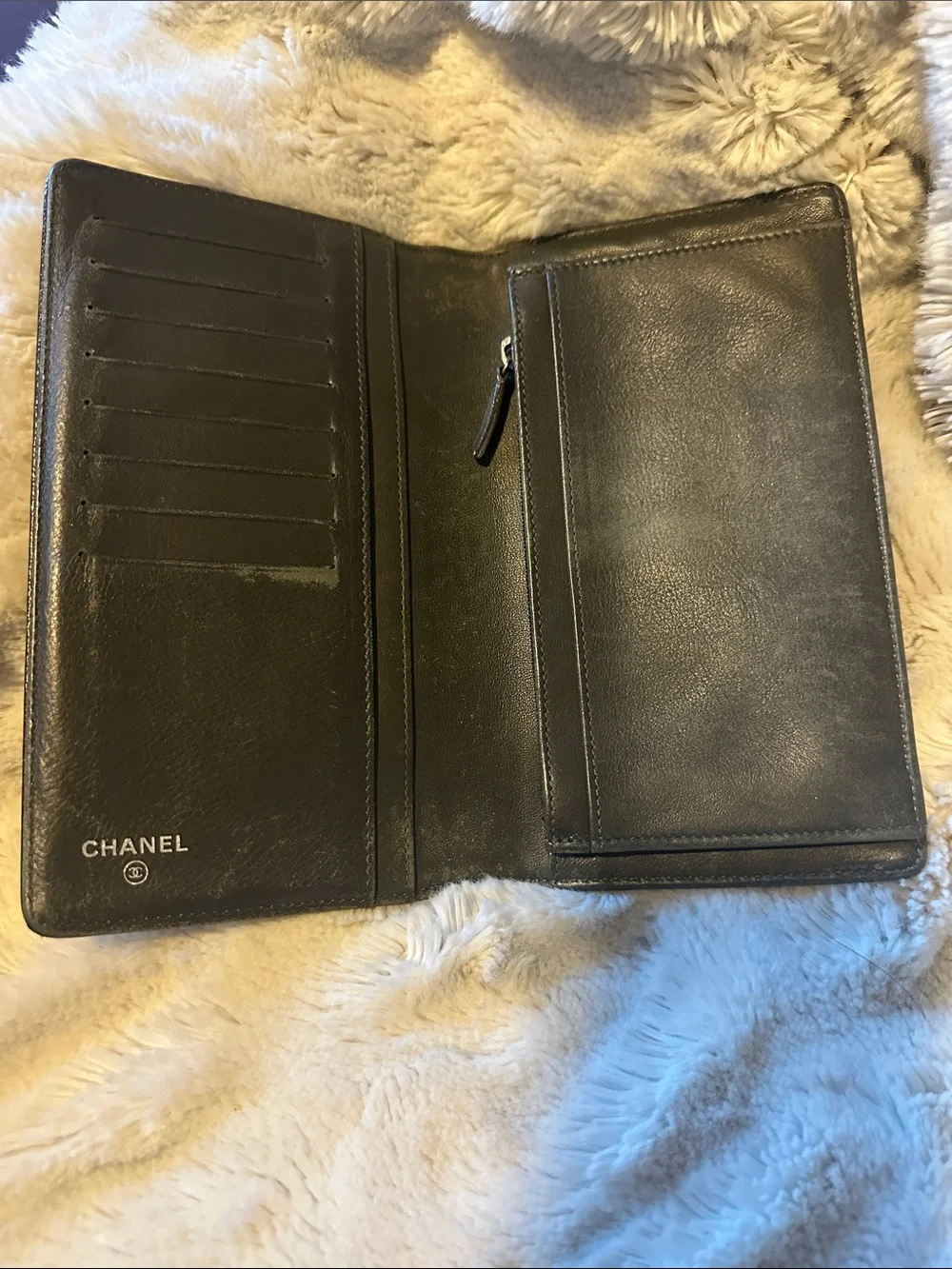 CHANEL Vintage Brown Leather CC Wallet AUTHENTIC